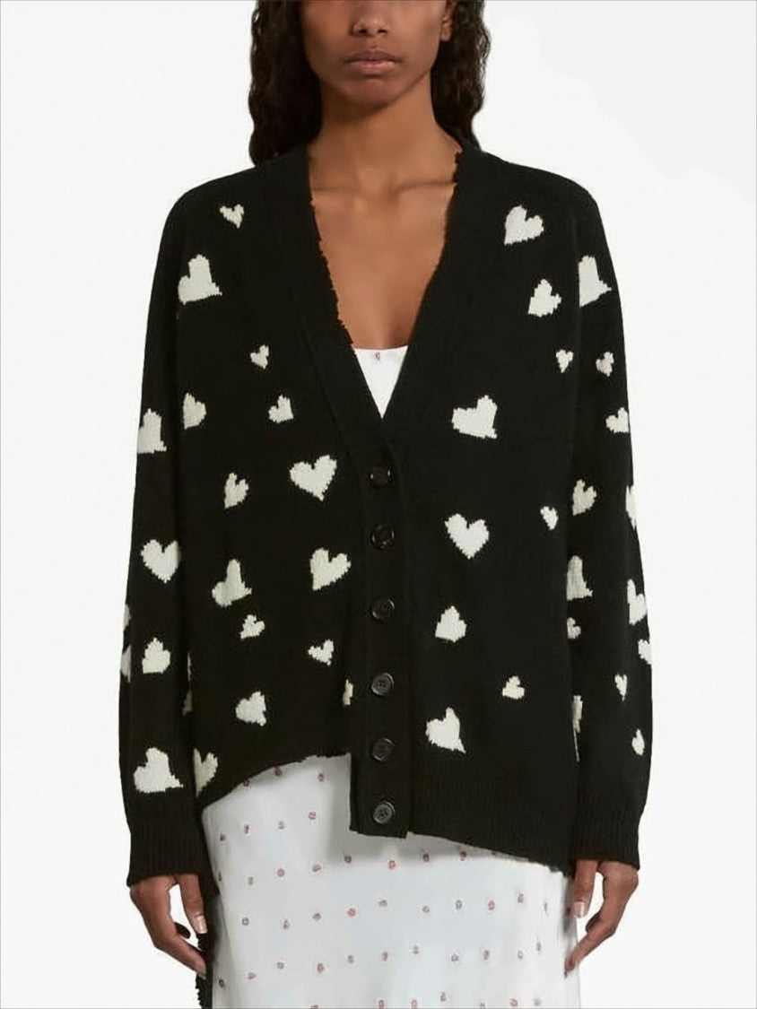 Marni Heart-Patterned Alpaca-Wool Cardigan