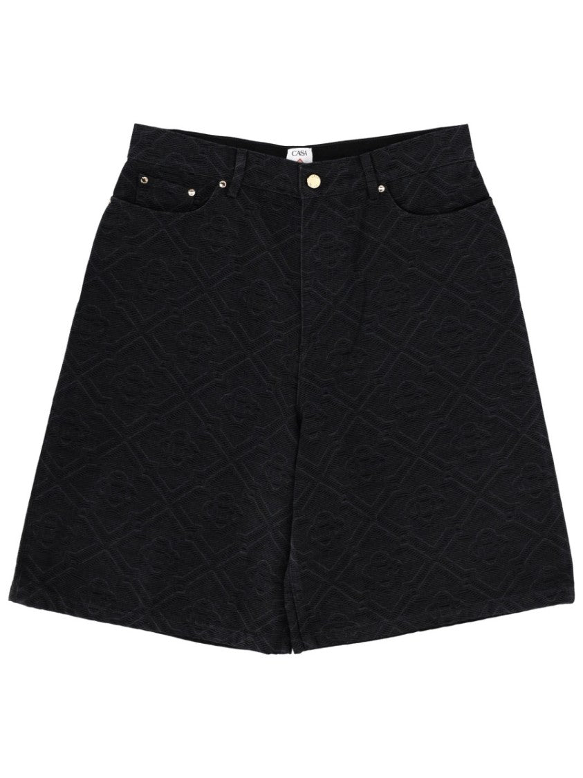 Casablanca Neutrals Laser Monogram Embossed Cotton Shorts