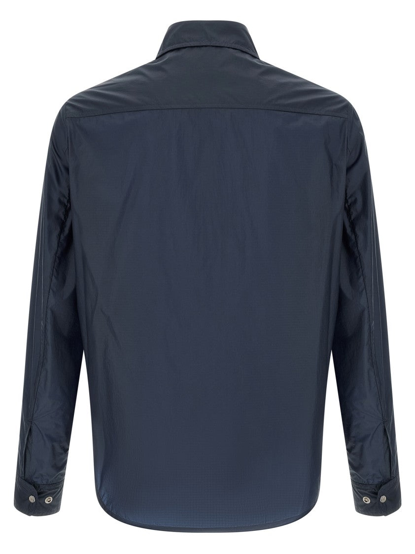 Moncler Lightweight Ripstop Nylon Shirt With Pointed Collar And Functional Pockets