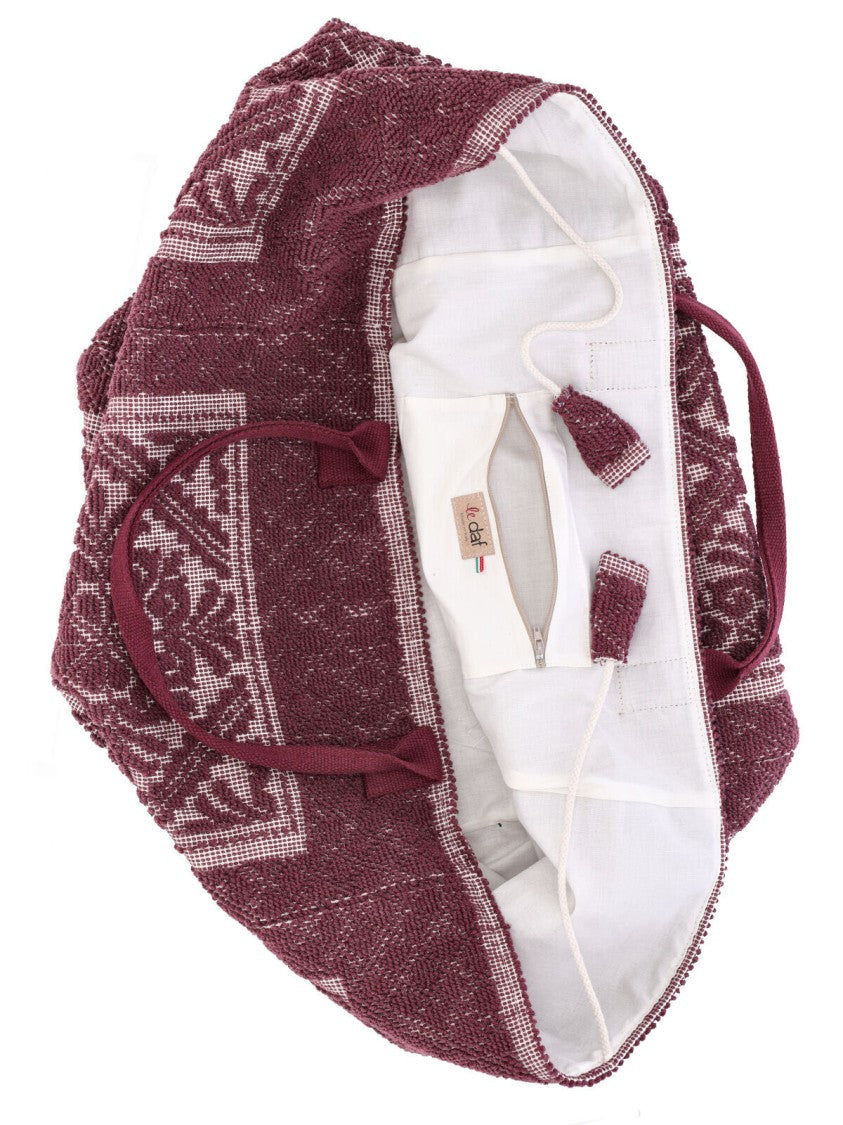 Ledaf Bordeaux Olbia Embroidered Tassel Tote Bag