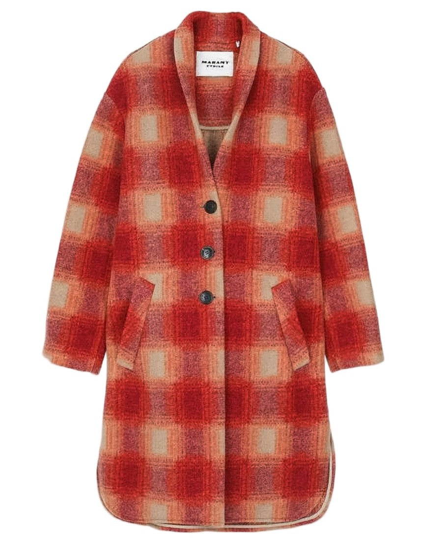Isabel Marant Short Checkered Coat With Rounded Hem