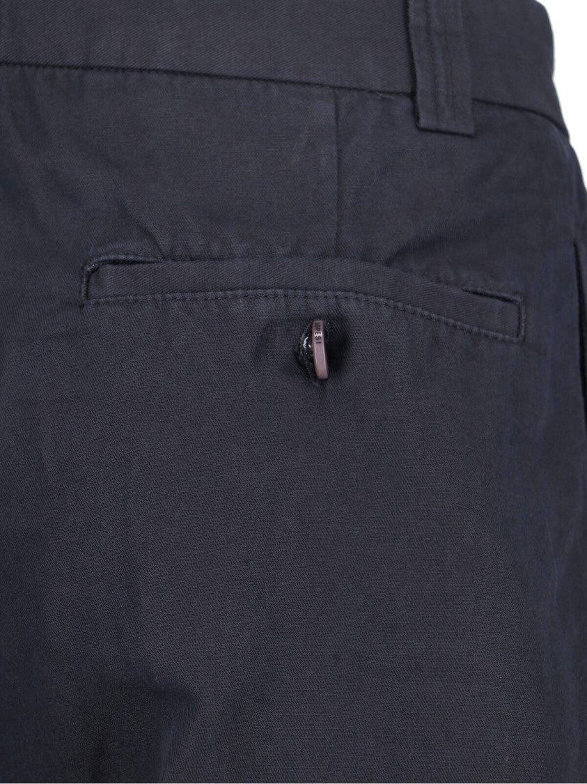 Aspesi Navy Cotton Linen Shorts