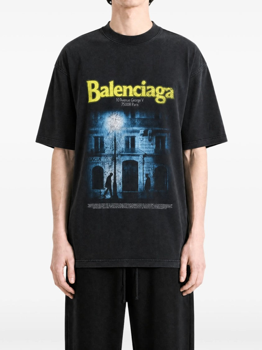 Balenciaga Relaxed Fit Printed Black T-Shirt With Urban Graphic