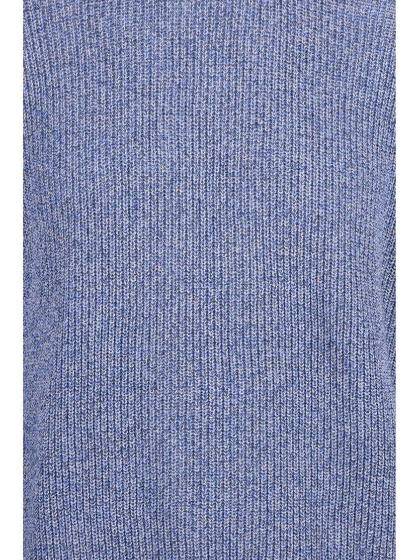 Masq Blue Cotton Linen Men Crew Sweater