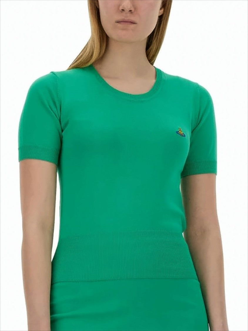 Vivienne Westwood Fitted Short-Sleeve Knit Top With Ribbed Detailing