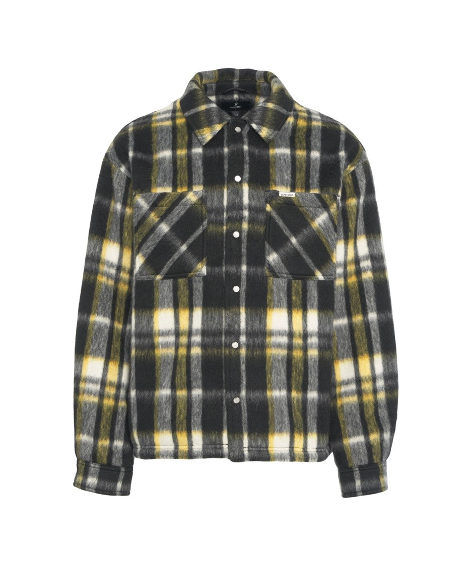 Represent Plaid Patterned Button-Up Overshirt In Black