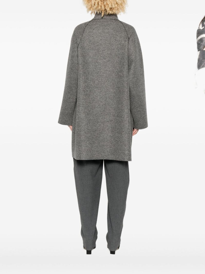 Harris Wharf London Textured Wool-Cashmere Blend Coat With High Collar