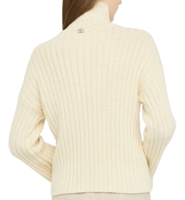 Liu Jo Cable Knit Sweatshirt With Jewel Button Detail