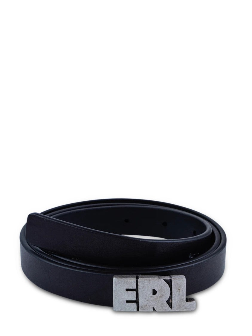 Erl Slim Black Leather Belt