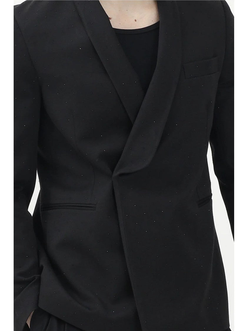 I M Brian Black Polyester Viscose Spandex Rhinestones Jacket