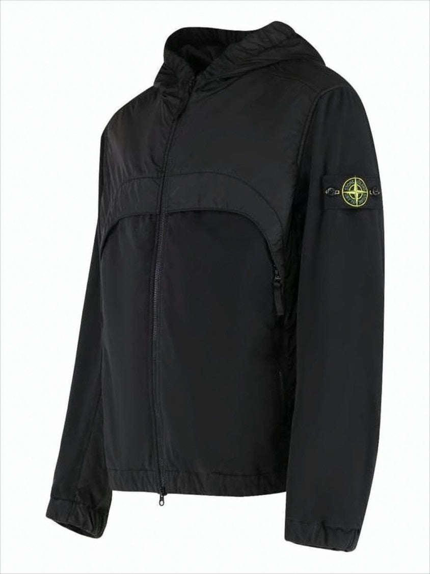 Stone Island Hooded Color-Blocked Jacket With Zippered Pockets