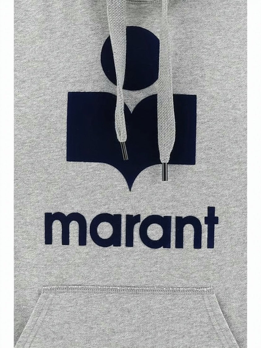 Isabel Marant Heather Grey Hoodie With Bold Navy Logo