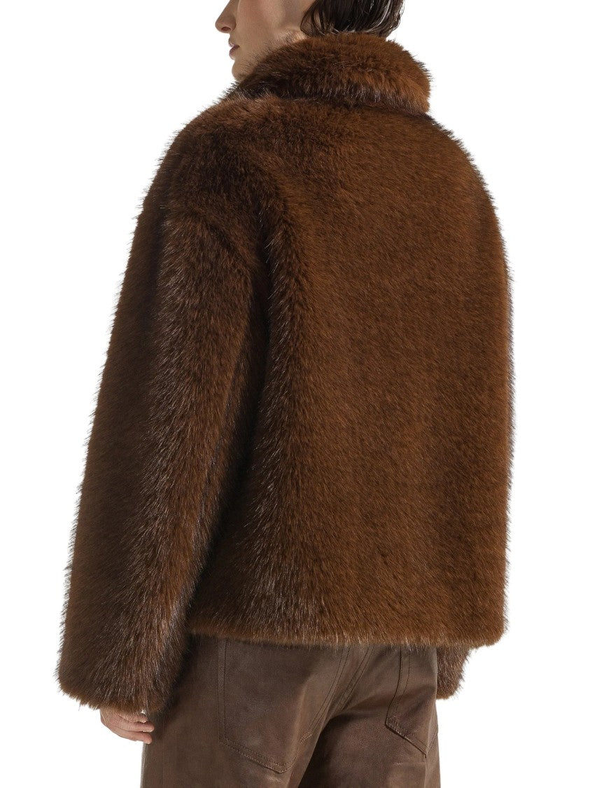 Seventy Venezia Short Plush Side Pocket Faux Fur Coat