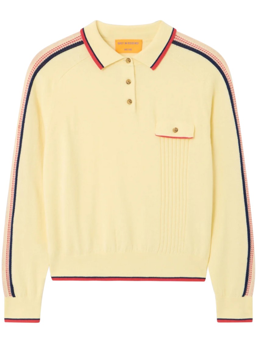 Guest In Residence Pastel Yellow Polo Shirt With Contrasting Stripes