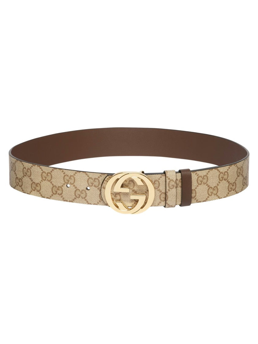 Gucci Reversible Sand Brown Coated Gg Canvas Belt
