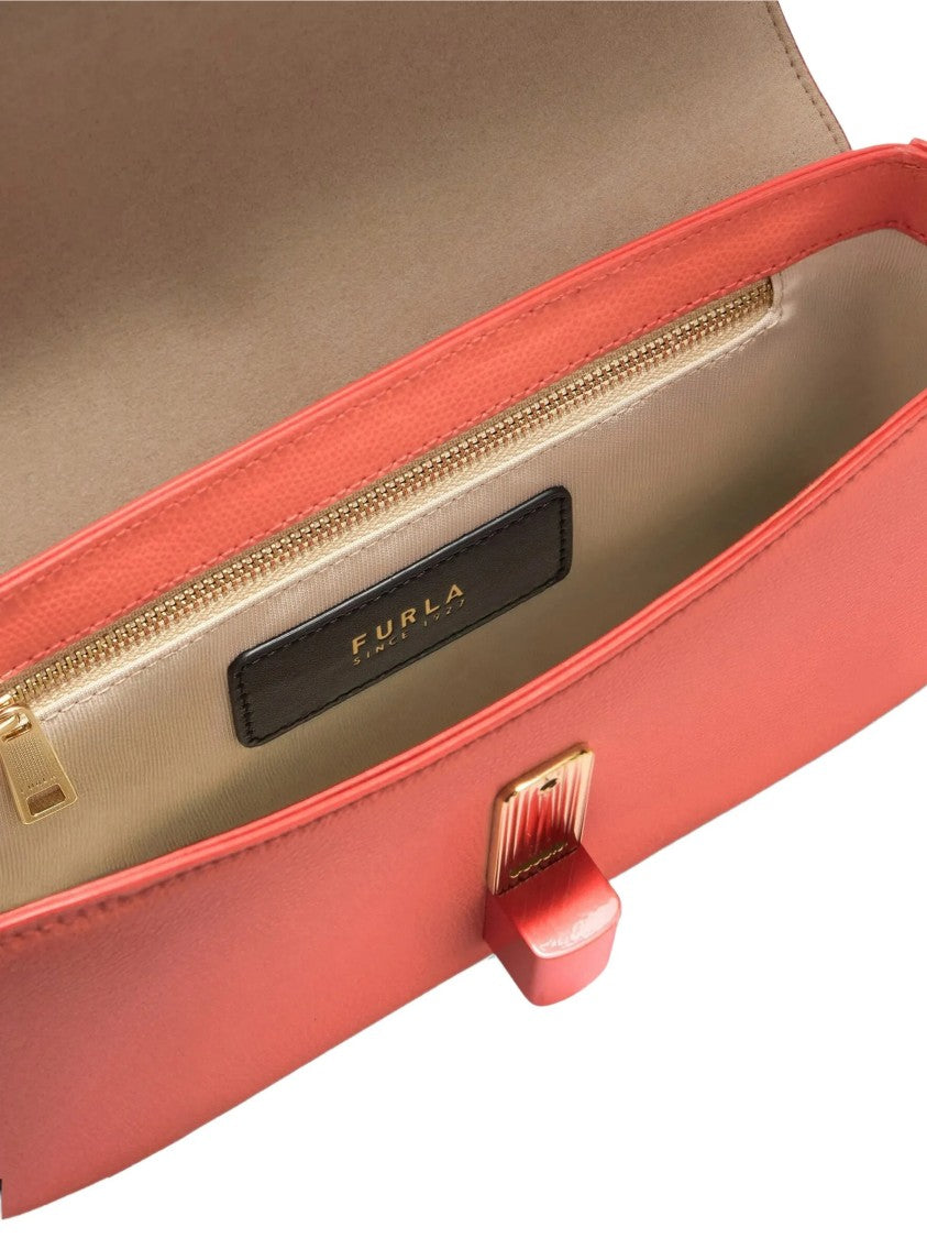 Furla Iride S Rectangular Orange Leather Shoulder Bag