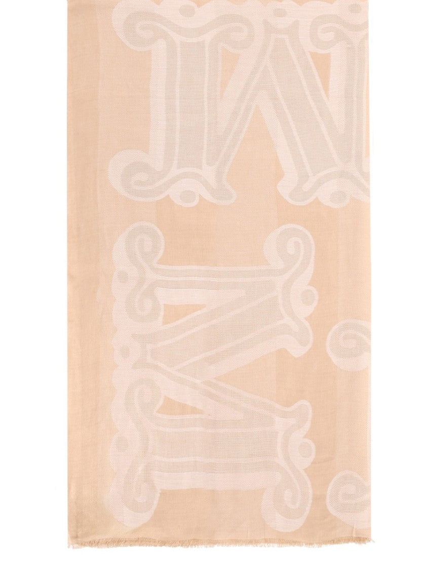Max Mara Linen Blend Jacquard Fringed Stole