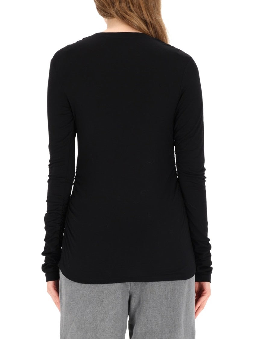 Our Legacy Fitted Long-Sleeve Black Top With Subtle Ruching
