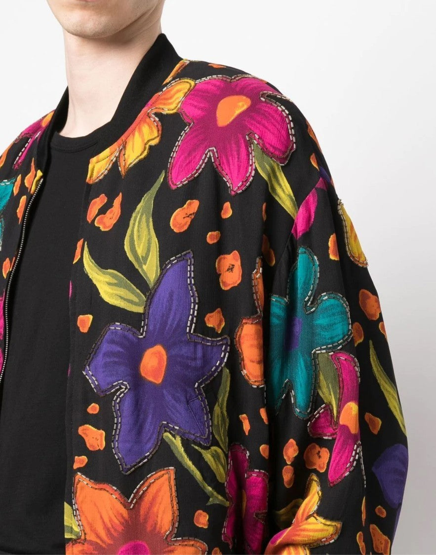 Saint Laurent Teddy Fleurs Crepe Jacket