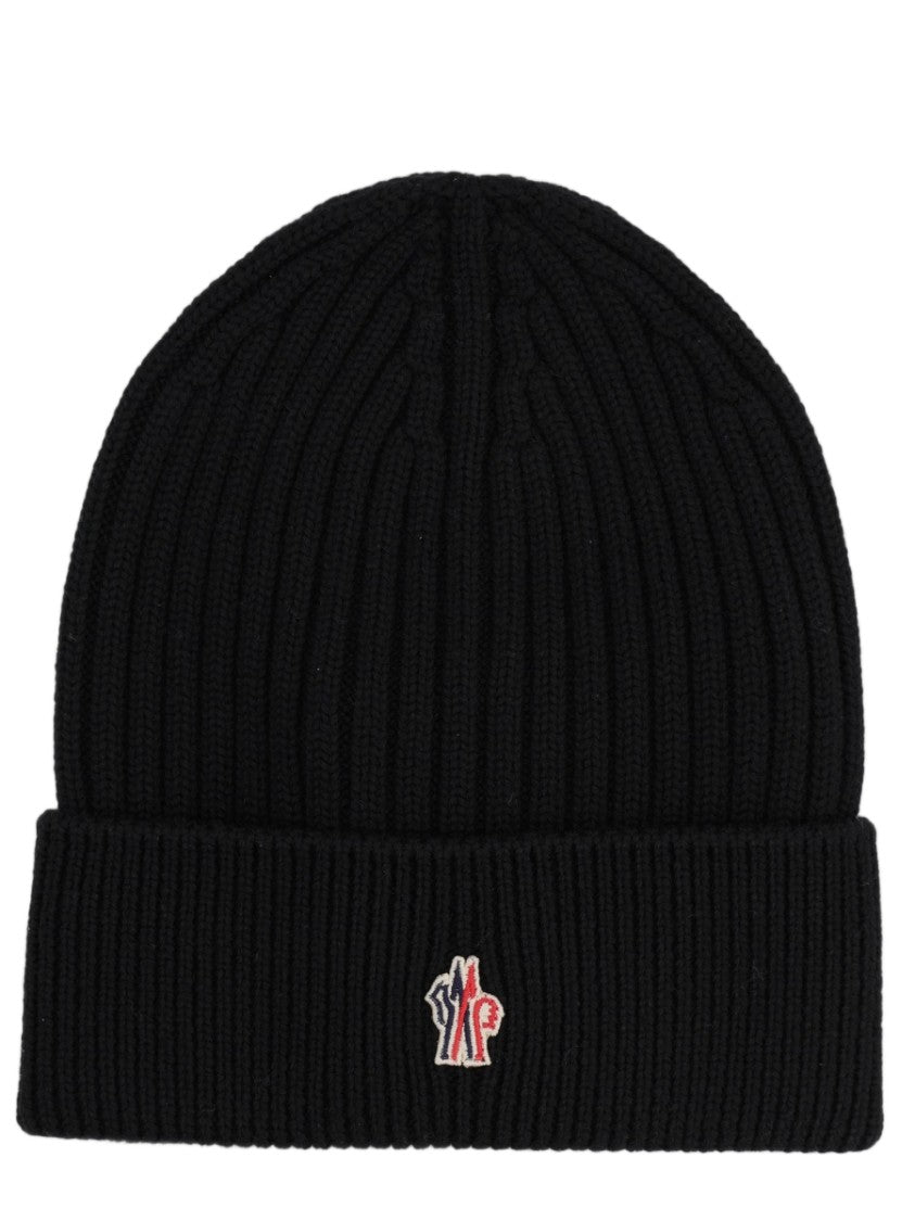 Moncler Grenoble Ribbed Knit Beanie With Folded Cuff And Embroidered Logo