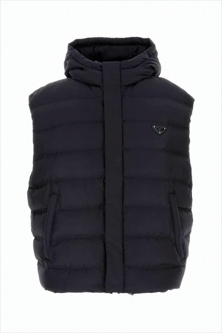 Prada Padded Black Vest With Horizontal Quilting