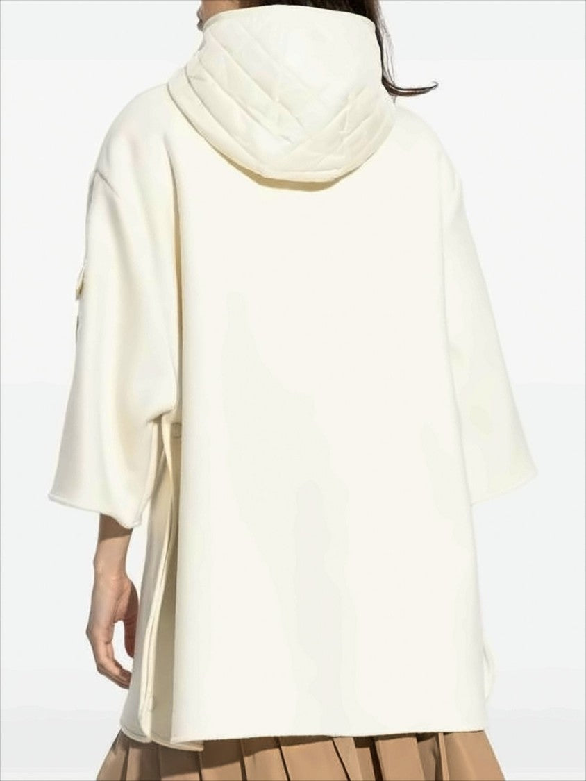 Moncler Soft Wool Blend Hooded Cape With