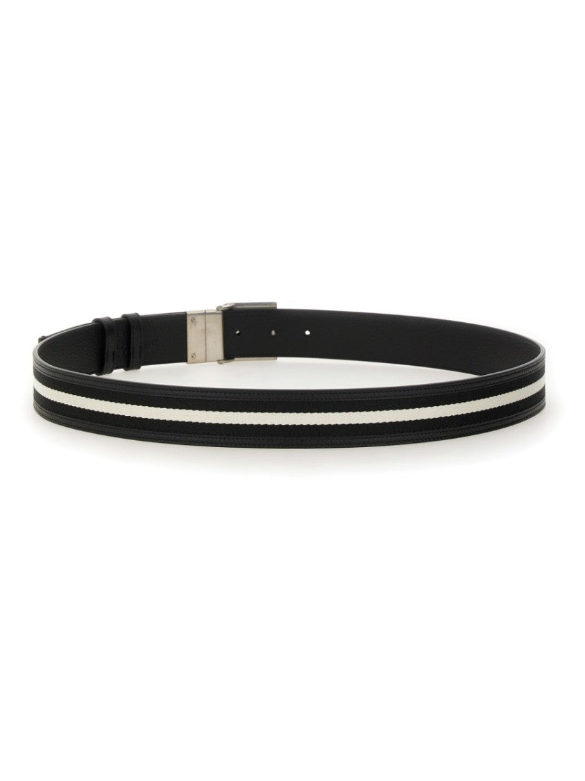 Bally Black Belt With Prominent 'B' Buckle