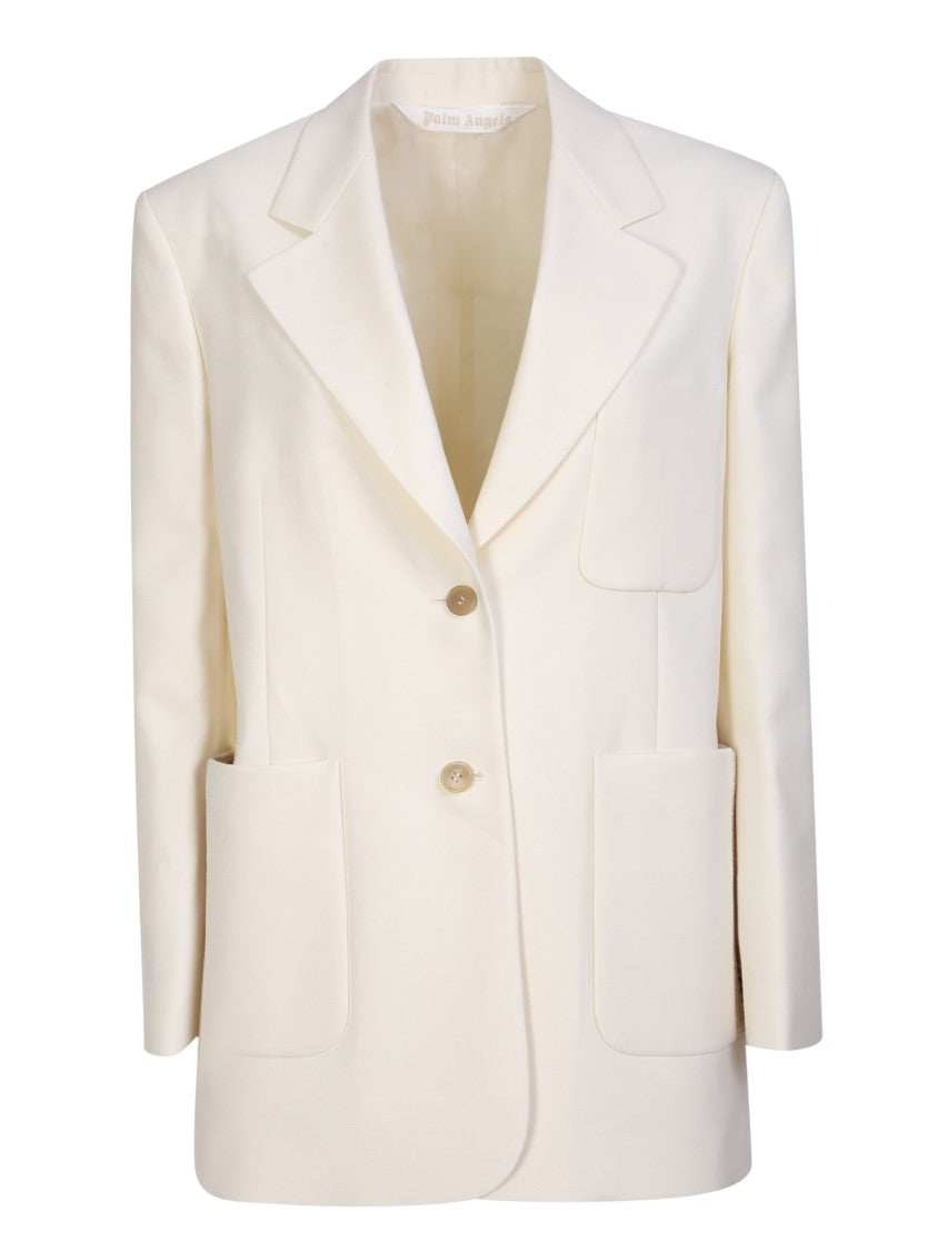 Palm Angels Beige Wool-Blend Blazer