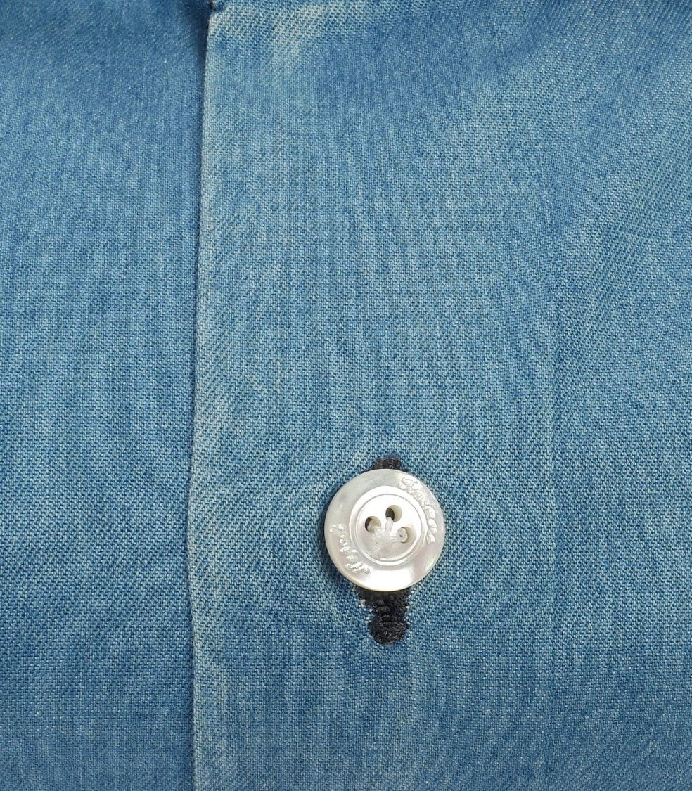 Finamore Bleached Denim Tailored Shirt Milano Line