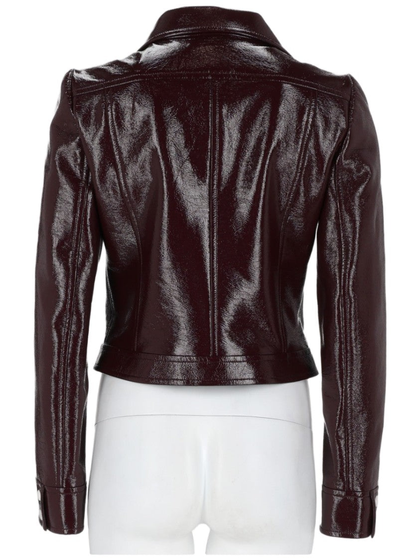 Courrèges Cropped Jacket With Glossy Finish And Logo Detail