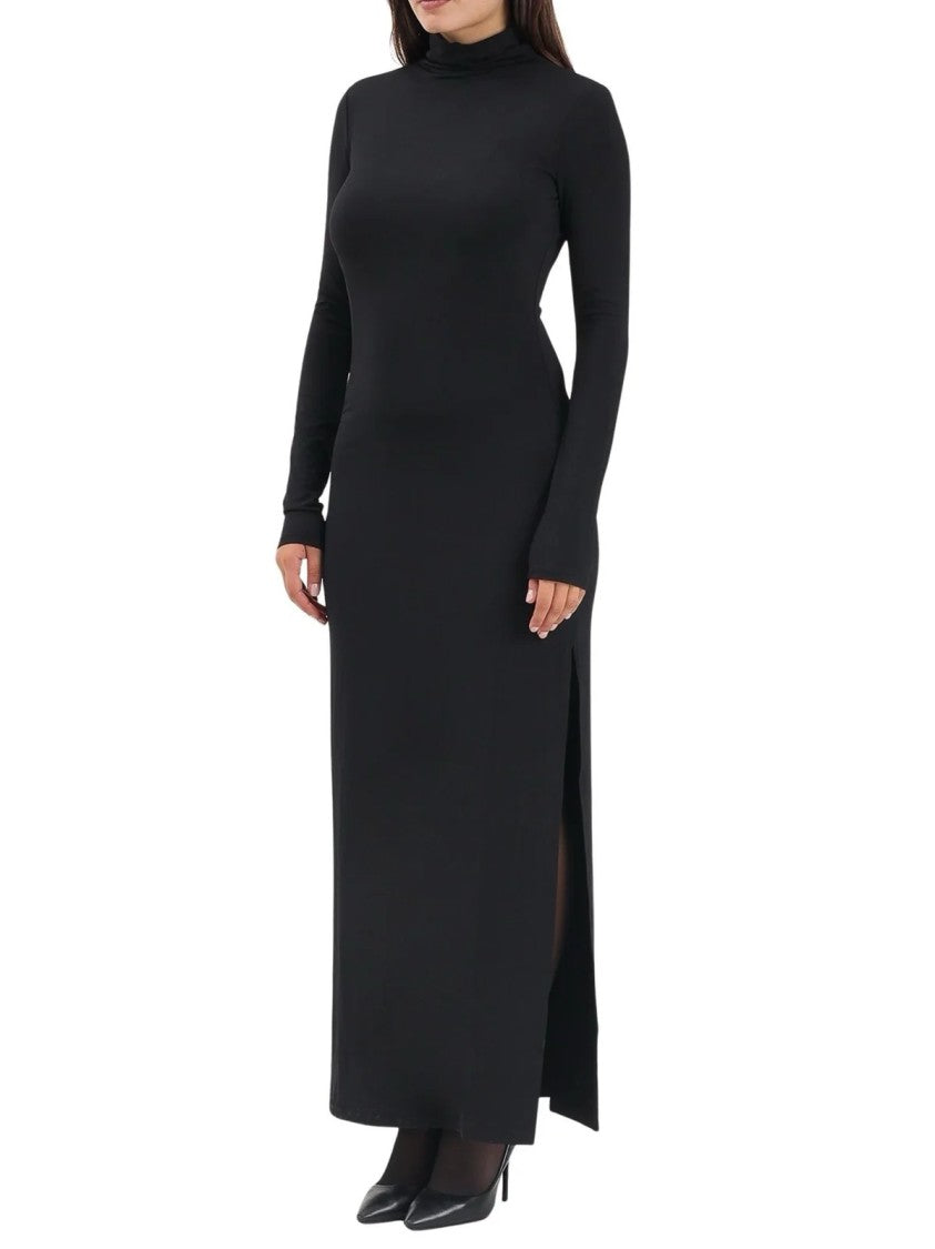 Patrizia Pepe Lycra Long Dress With Sculptural Fit And Unique Back Detail