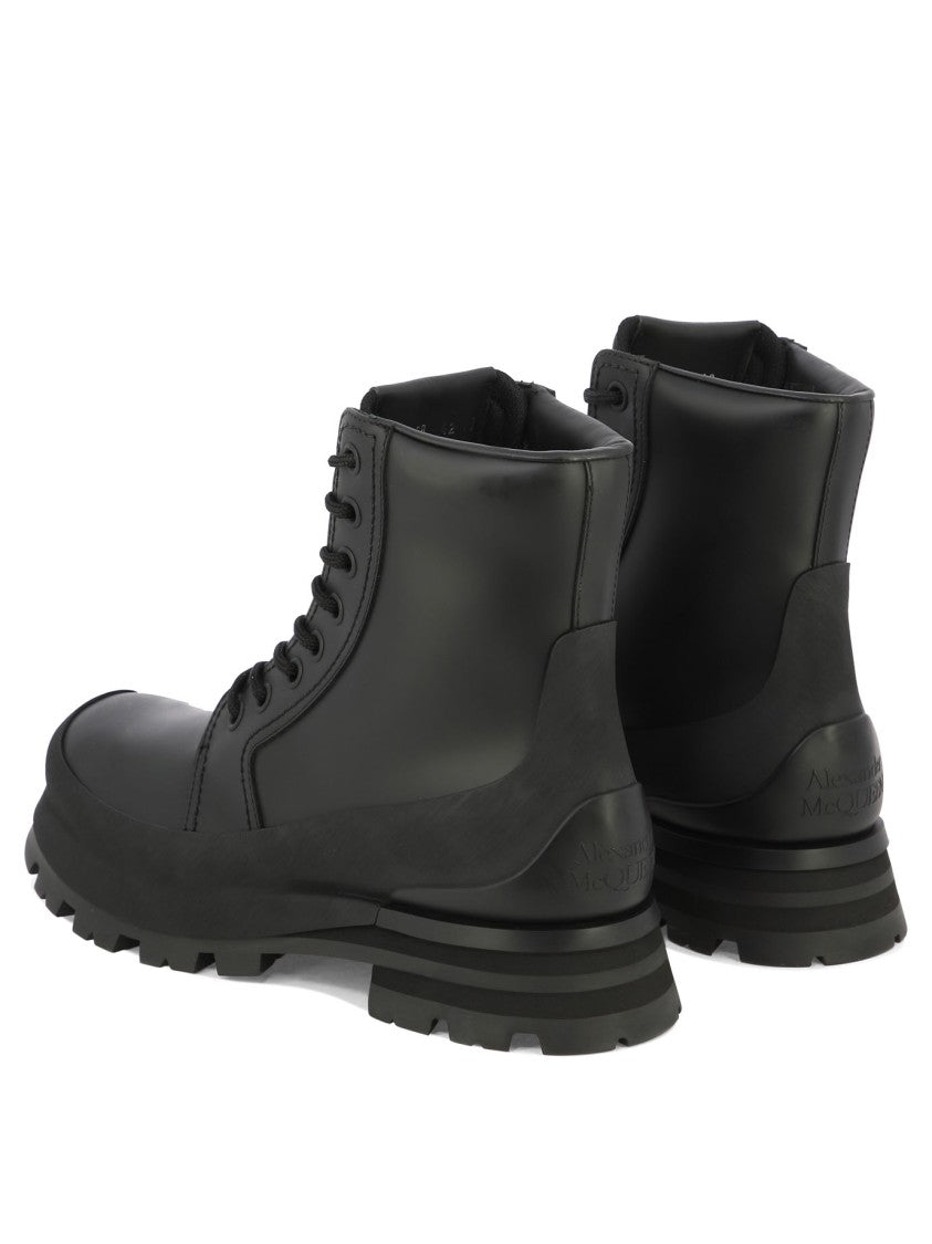 Alexander Mcqueen Leather-Rubber Ankle Boots