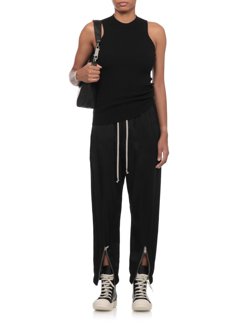 Rick Owens Black Ribbed High-Neck Wool Tank Top