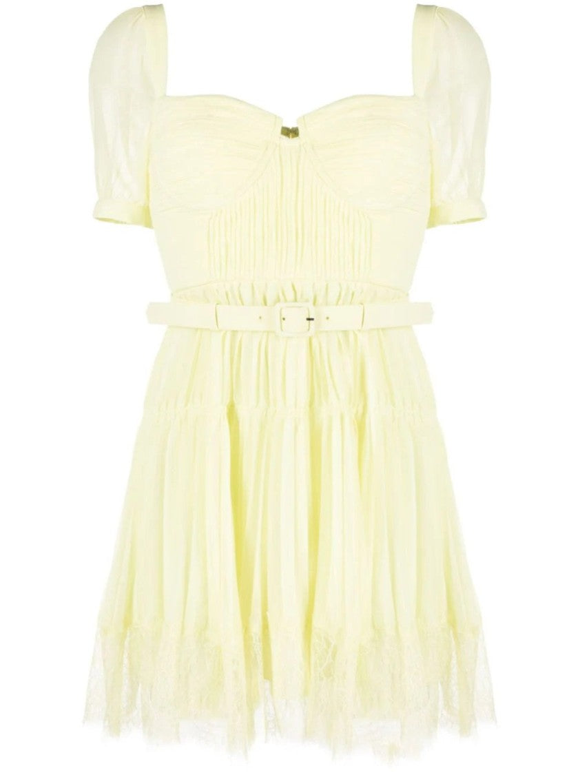 Self-Portrait Chiffon Lace Detail Mini Dress