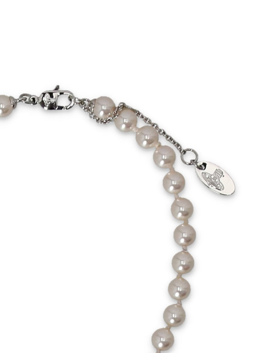Vivienne Westwood Pearl Strand Necklace With Orb Pendant And Safety Pin Accents