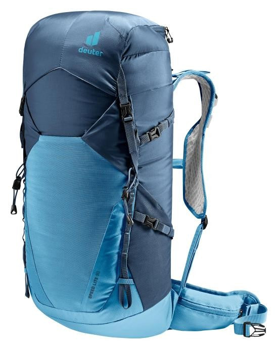 Deuter Structured Blue Backpack With Multiple Compartments And Adjustable Straps