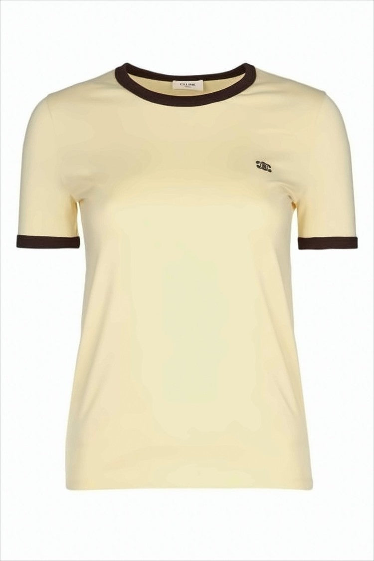 Celine Fitted Short-Sleeved T-Shirt With Contrasting Trim