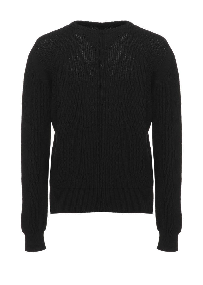 Rick Owens Black Ribbed Knit Wool Sweater