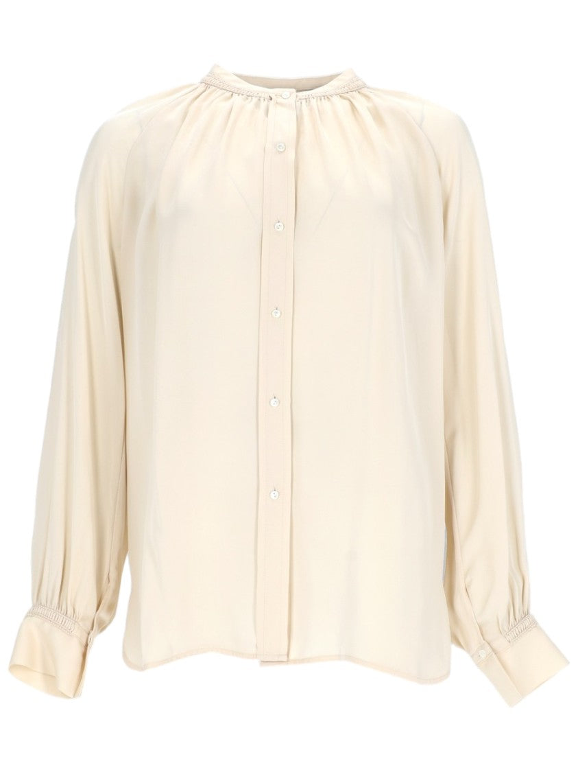 Vince Flowing Blouse With Gathered Sleeve Cuffs