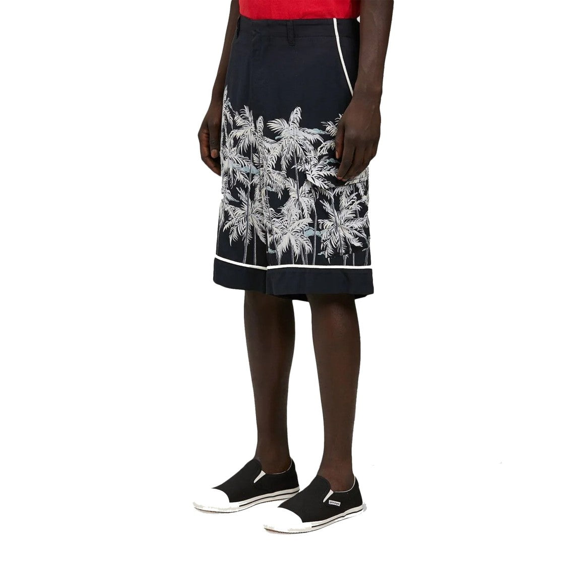 Palm Angels Tailored Black Palm Print Shorts