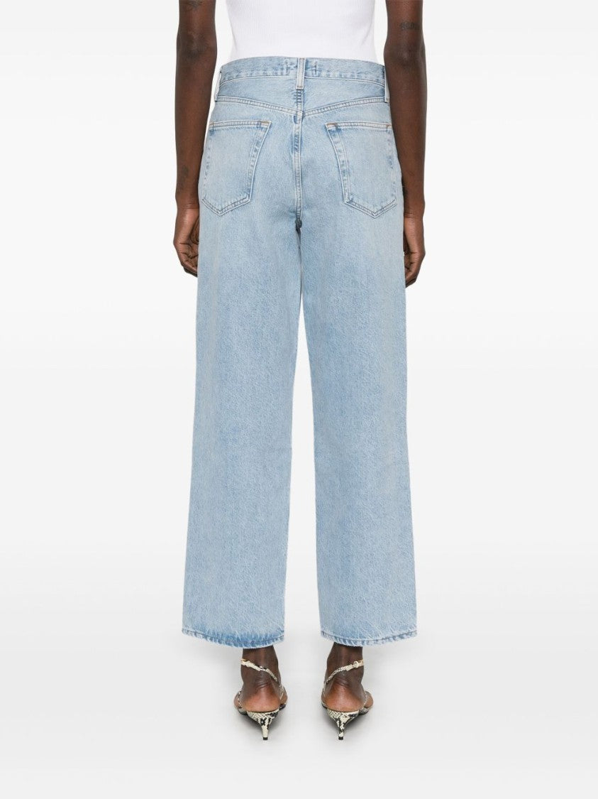 Agolde Wide-Leg Light Blue Jeans With Concealed Fly And Classic 5-Pocket Design