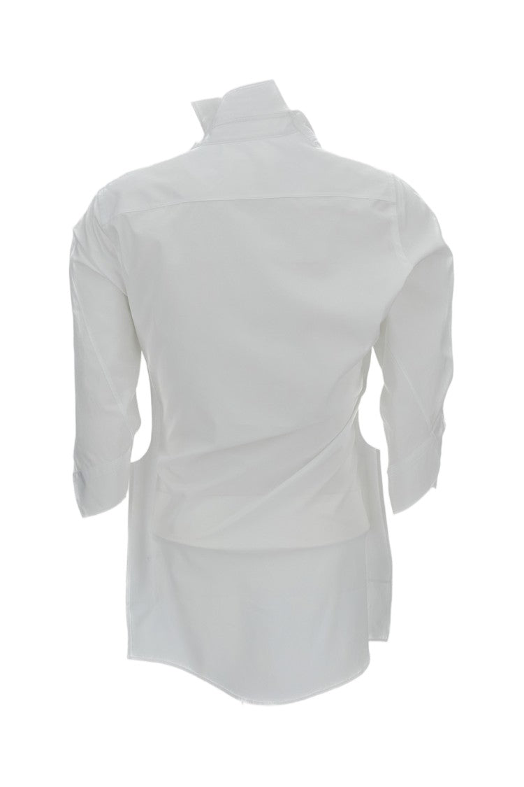 Junya Watanabe White Asymmetric Applied Panels Cotton Shirt