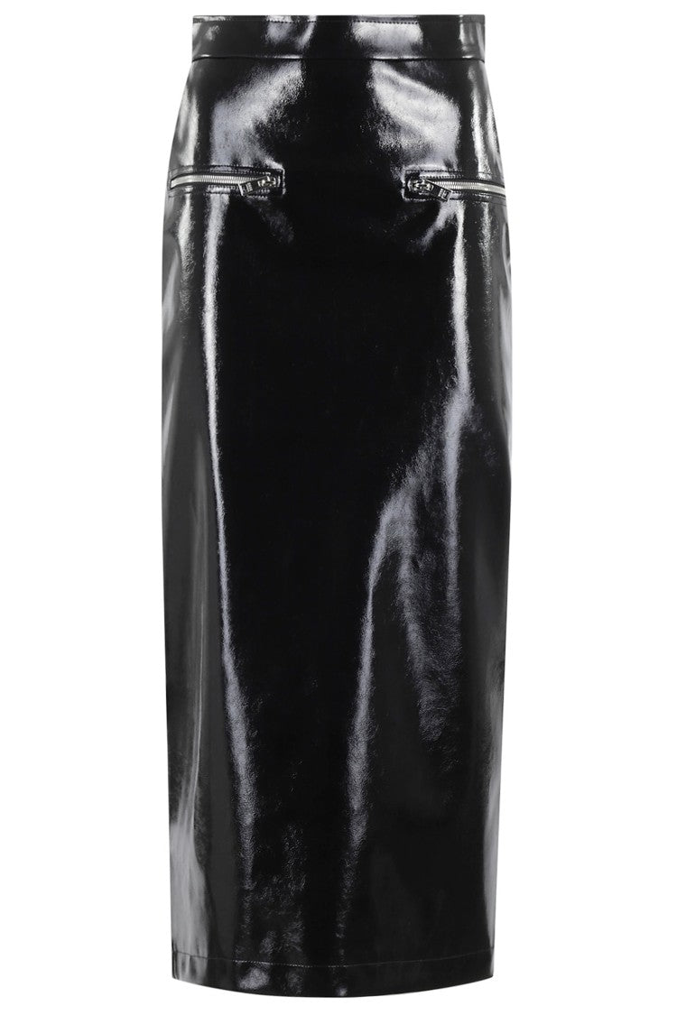Msgm Pencil Skirt With Glossy Patent Effect