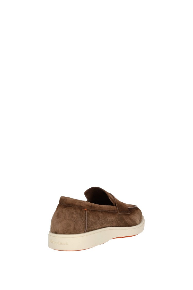 Santoni Suede Slip-On With Rubber Sole
