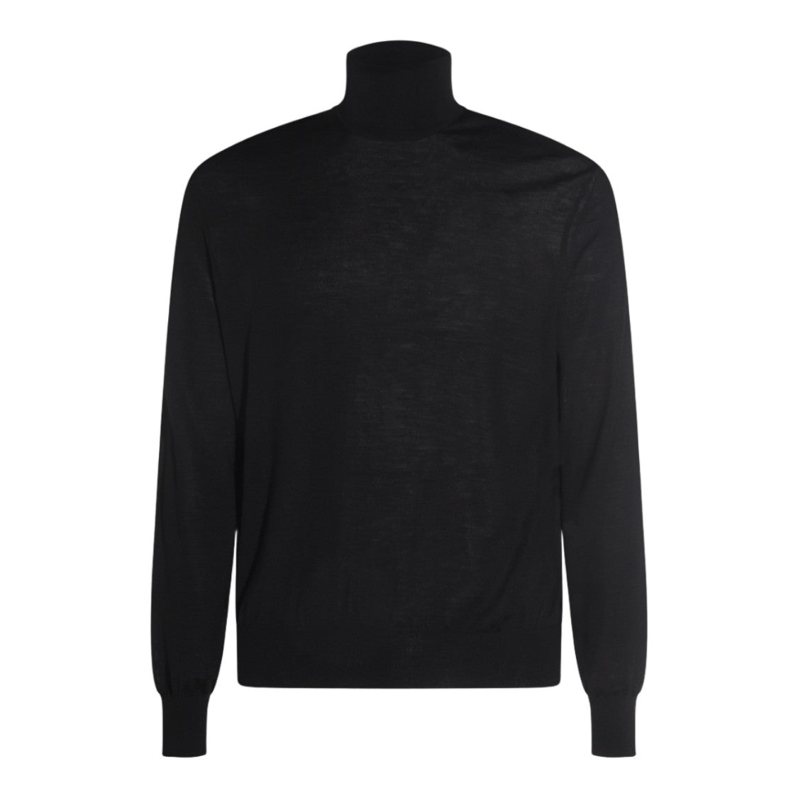 Saint Laurent Black Turtleneck Sweater With Fine Knit Texture And Ribbed Details