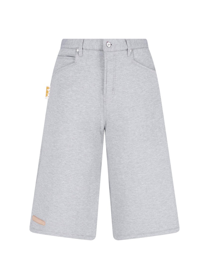 Pdf Grey Relaxed Fit Knee-Length Shorts