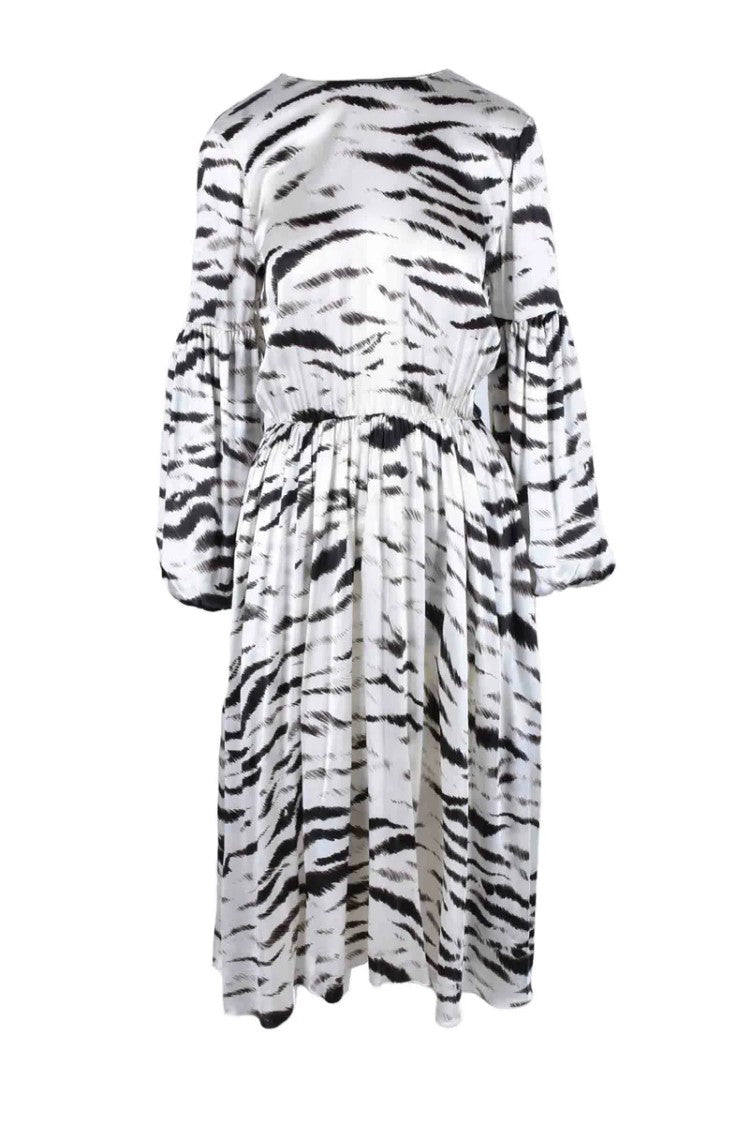 Aglini Long Silk Dress - White/Black