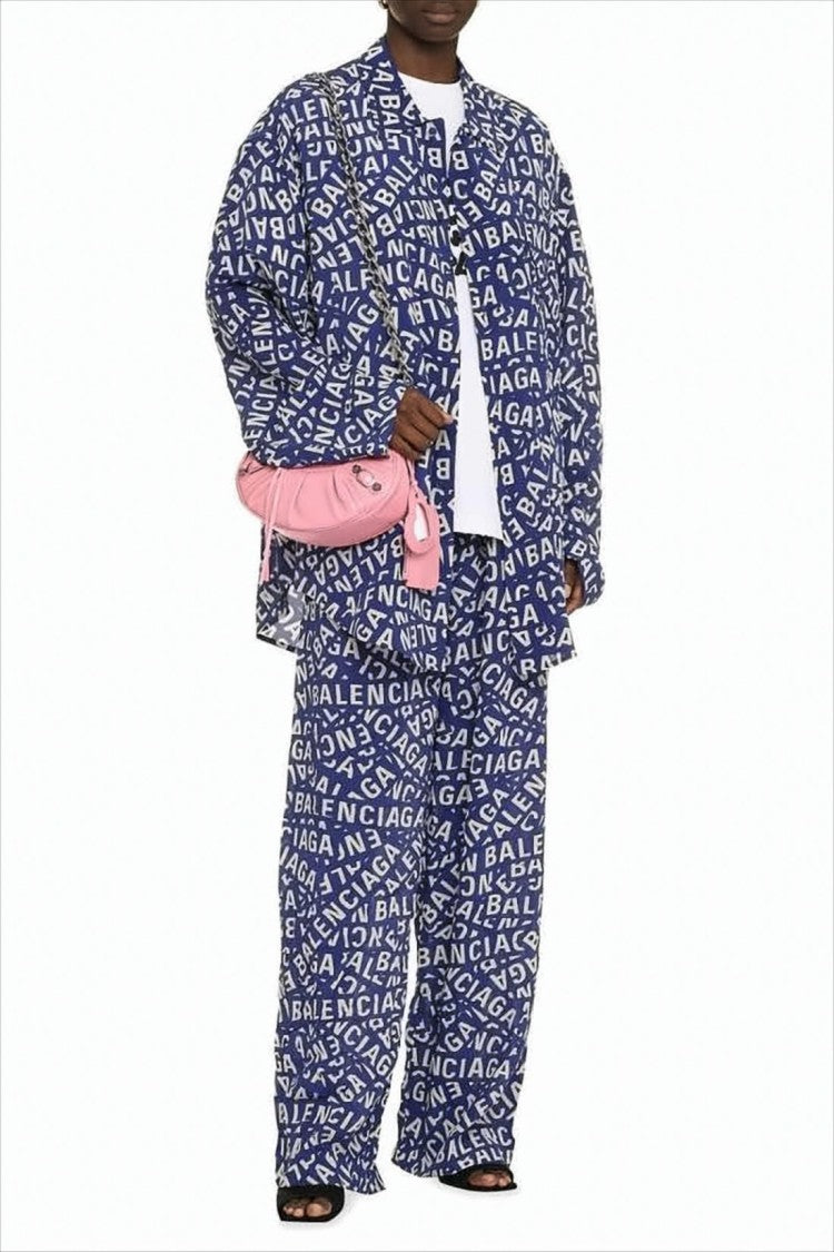 Balenciaga Bold Logo Print Silk Shirt