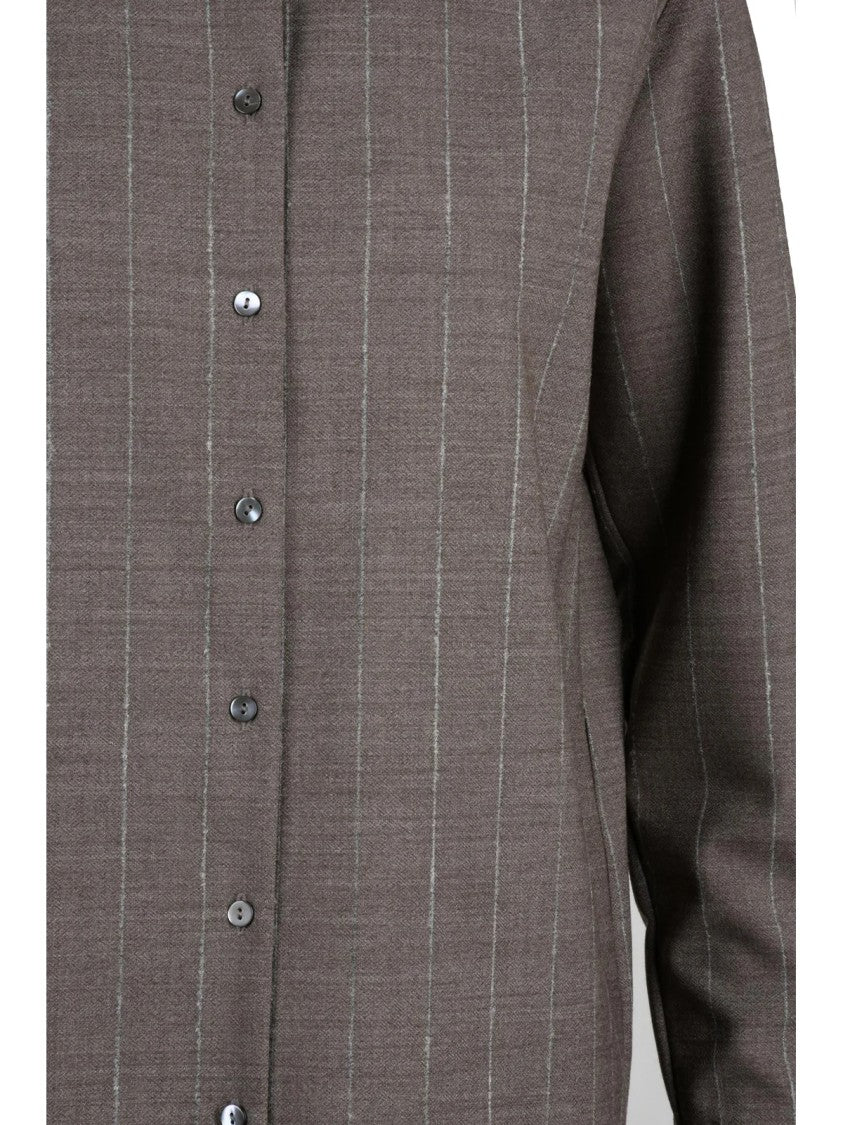 Antonelli Beige Stretch Virgin Wool Button Shirt