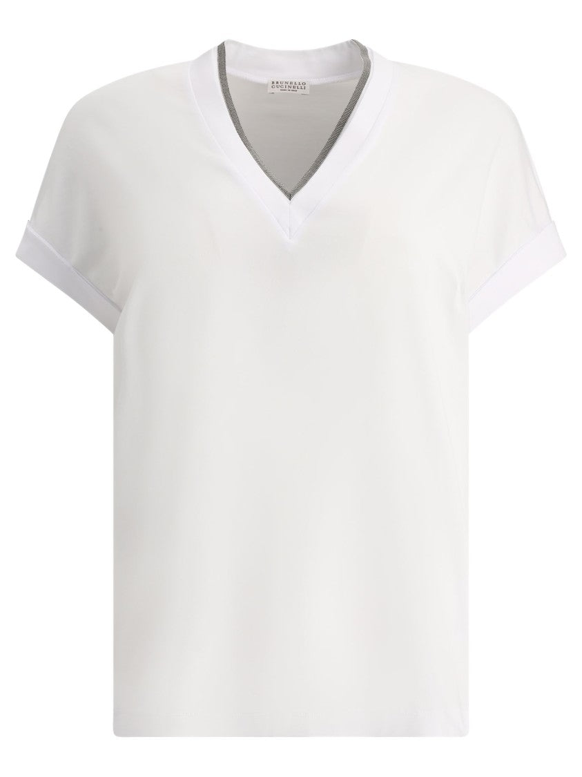 Brunello Cucinelli Classic White V-Neck T-Shirt